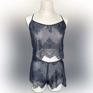 Sheer Lace Camisole Set - Black Women’s Sleepwear